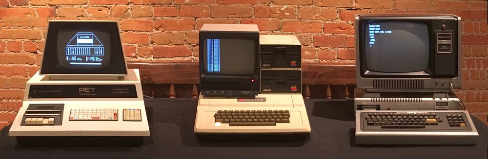 Home or Personal Computers from 1977 - Commodore PET 2001, Apple II, TRS-80 Model I, together called 'Trinity77' (edited image).jpg