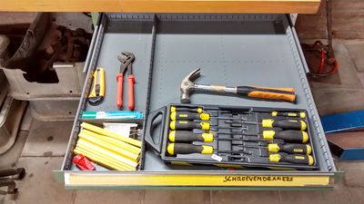 Pencils, pliers, screwdrivers
