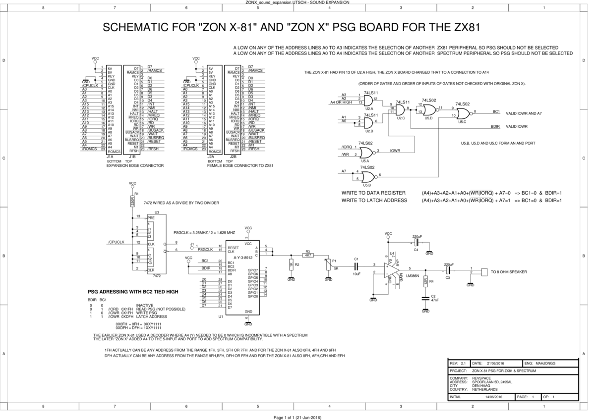 Zon ZX81 Programmable Sound Generator expansion for ZX81PLUS35 with